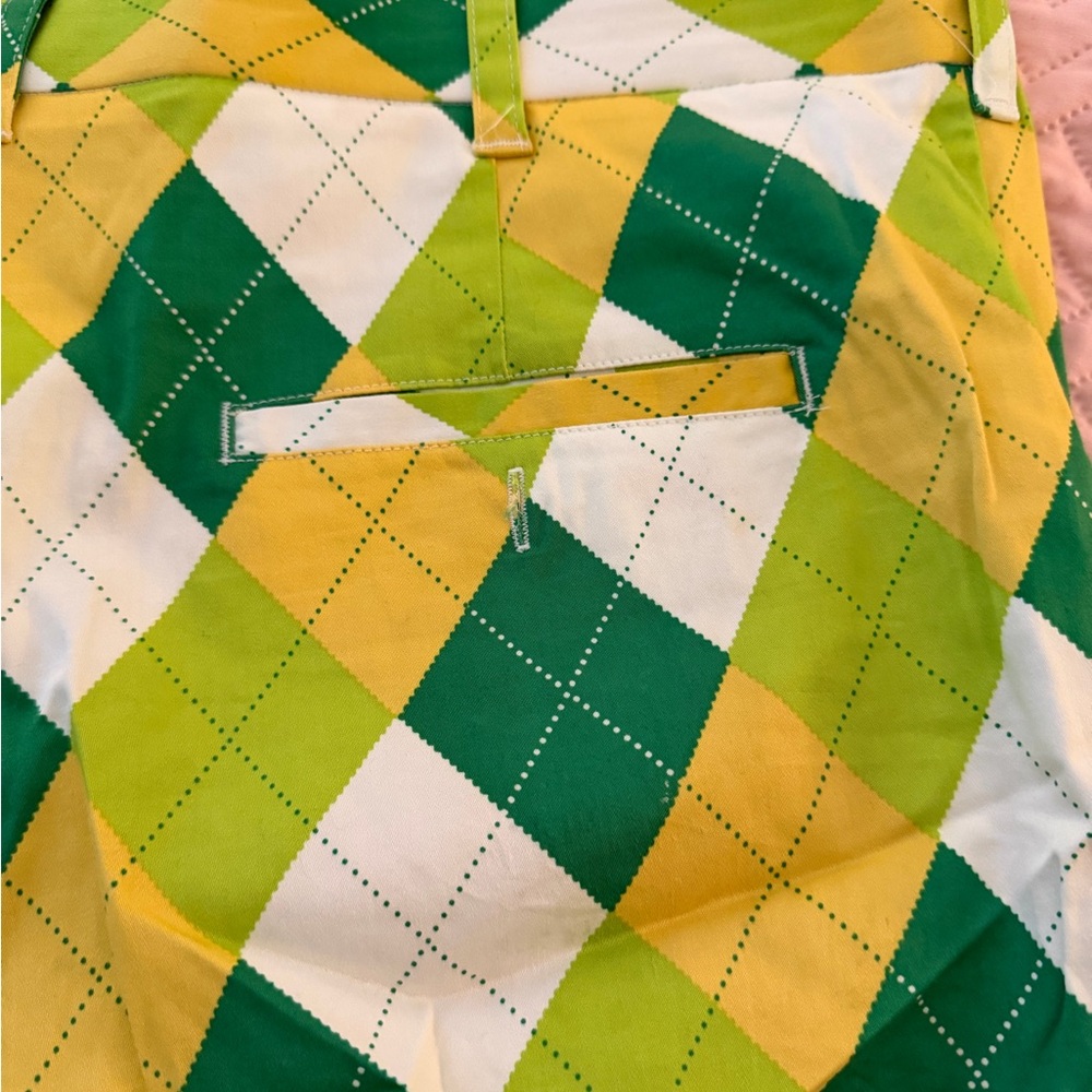 Loudmouth Vibrant Green and Yellow Argyle Men’s shorts - Picture 9 of 9
